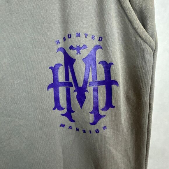 Disney Parks Sz Medium Sweatpants The Haunted Mansion THM Gray Purple Logo Jogge - Picture 4 of 12
